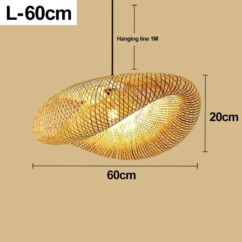 Led Pendant Lamp Ceiling Chandelier Bamboo Weaving Lights for Living Room Dining Handmade Modern Art Rattan Lampshade Restaurant