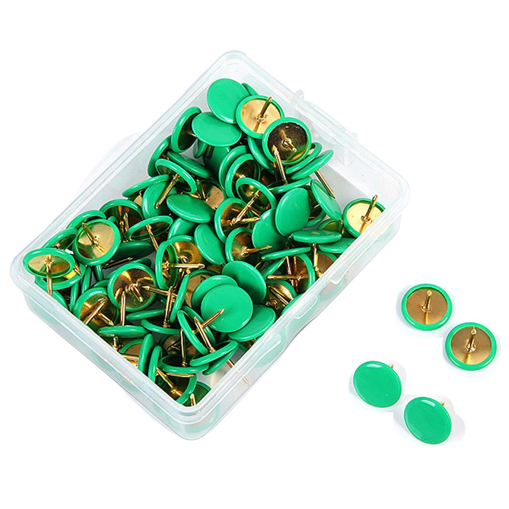 100pcs Colored Flat Thumb Tacks Roundness Plastic and Metal Flat Thumb Tacks for Office School & Personal Use