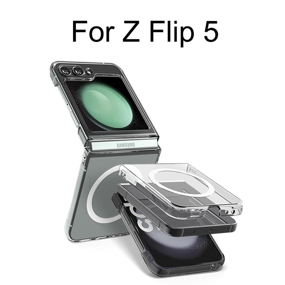 

For Galaxy Clear Magnet Magsafe Case For Samsung S25 Edge S21 S23 Fe S22 Plus S24 Ultra Z Flip Fold 6 5 4 3 Magnetic