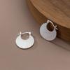 ANENJERY Silver Color Geometric Texture Stripe Hoop Earrings for Women Simple Niche Design Jewelry Accessories