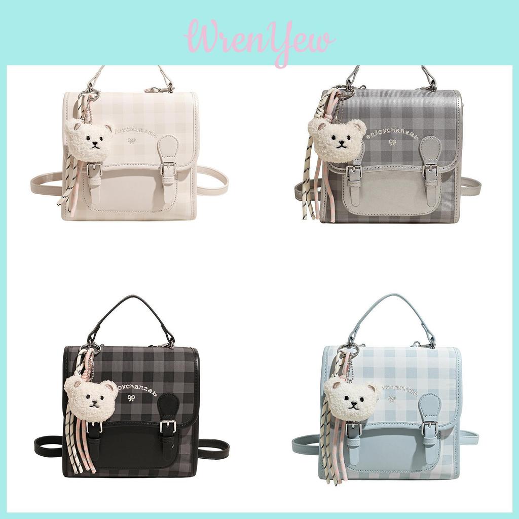 Pu Checked Pattern Single Shoulder Bag For Daily Use Womens Fashion Handbag