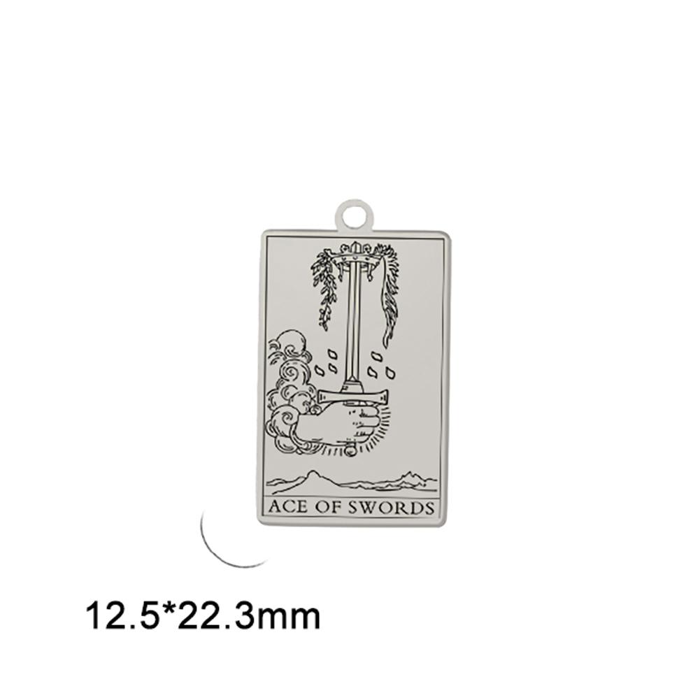 Dawapara Tarot Card Pendant Suit of Swords Minor Arcana Amulet Stainless Steel Charms for Jewelry Making DIY Accessories