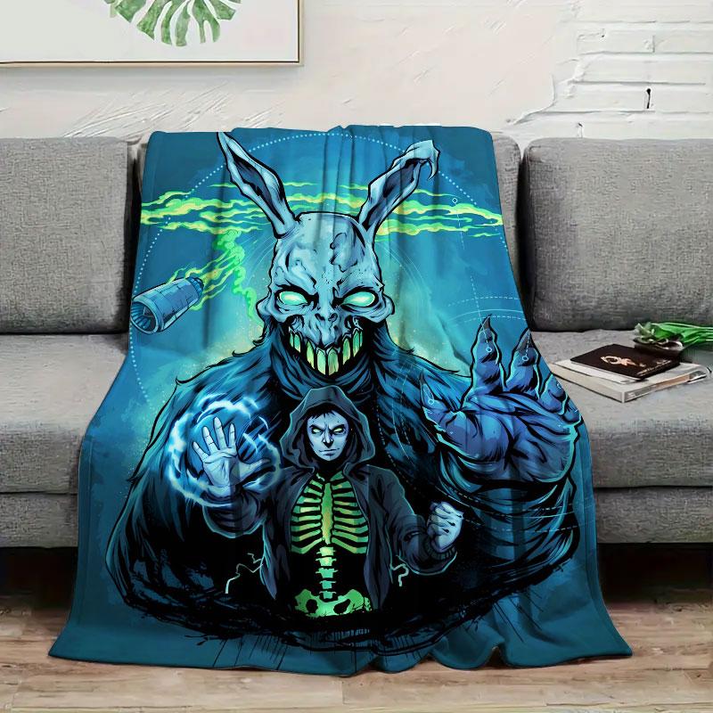 1Pc donniedarko Print Flannel Blanket, High quality Comfortable for All Seasons, Home Decor, Warmth and Comfort, Perfect for Christmas Gifts