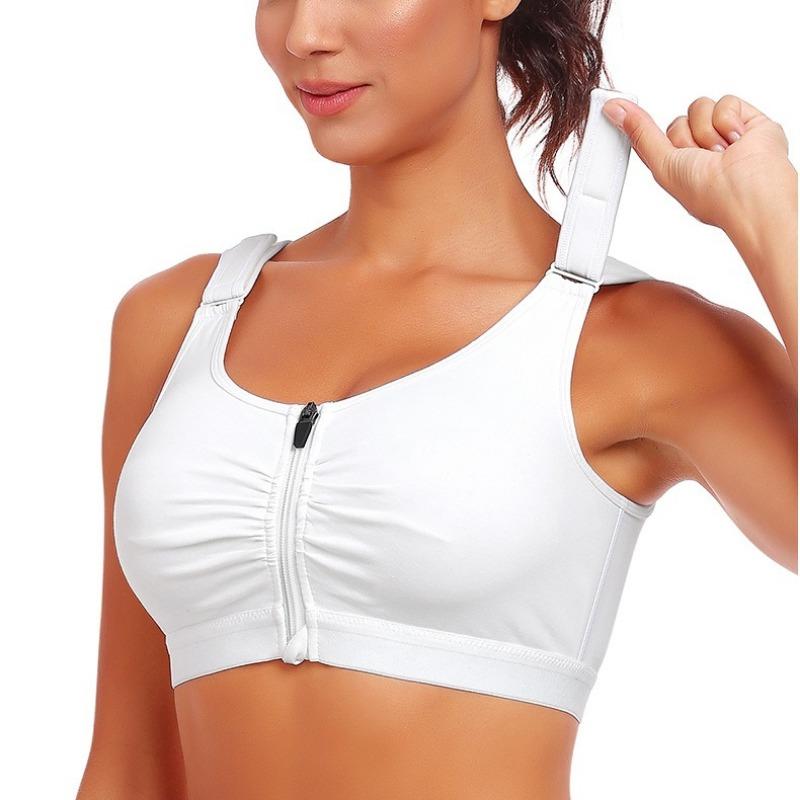 Sports Wire-Free Bra with Large Cup and Front Zipper