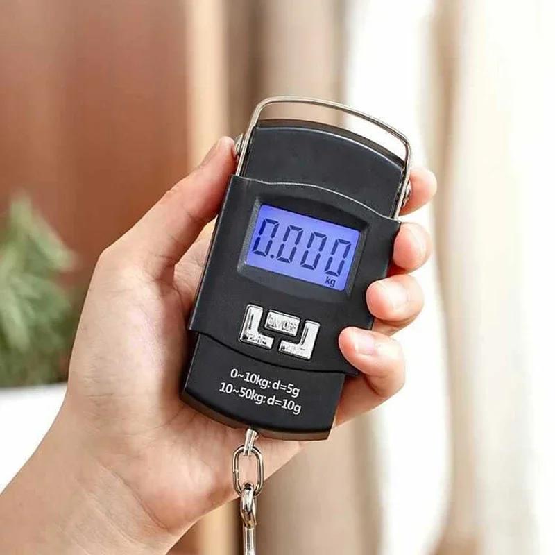 1pc Black 50kg Portable Electronic Portable Luggage Scale LCD Digital Display Screen Express Delivery Scale Hook Mini Scale