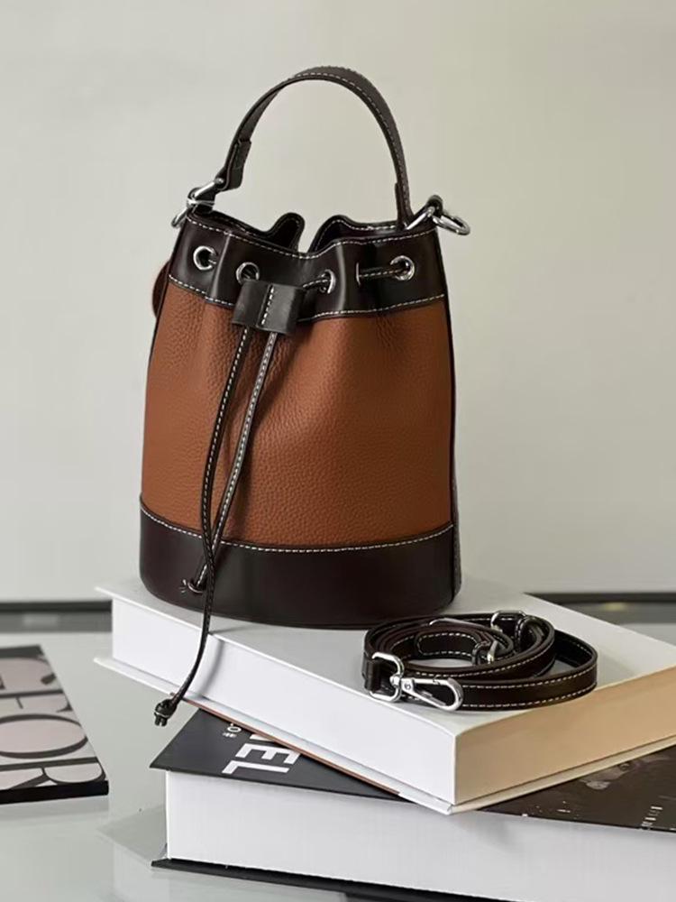 Frühling 2025 Damen Colorblock Kordelzug Beuteltasche - Trendige Patchwork Handtasche, Schultertasche