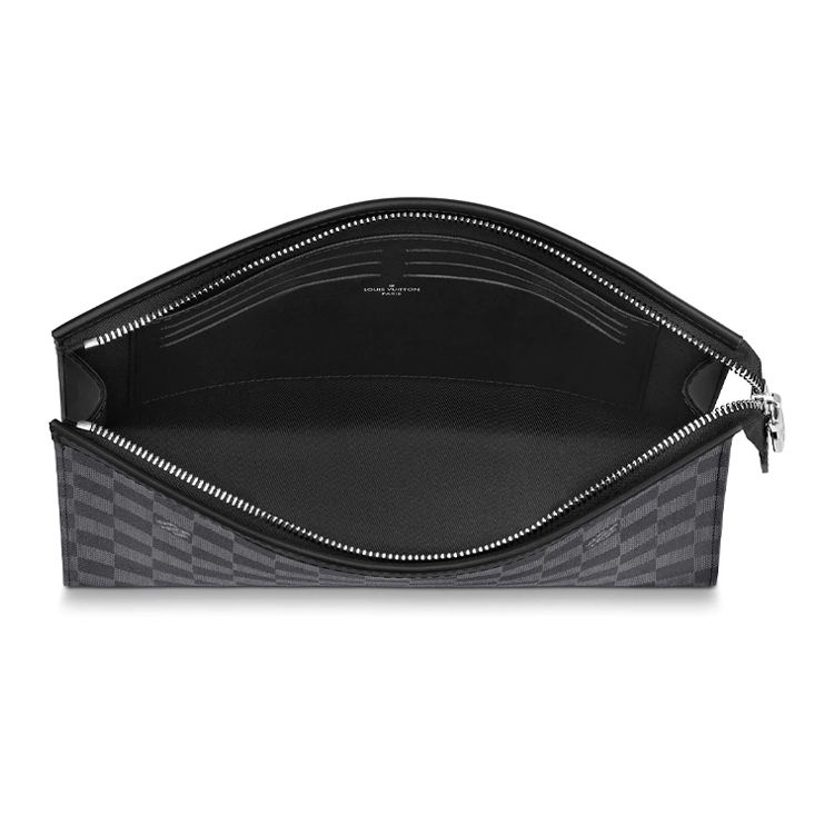 Louis Vuitton Pochette Voyage MM Black Damier Graphite Canvas Men Pouches N41696