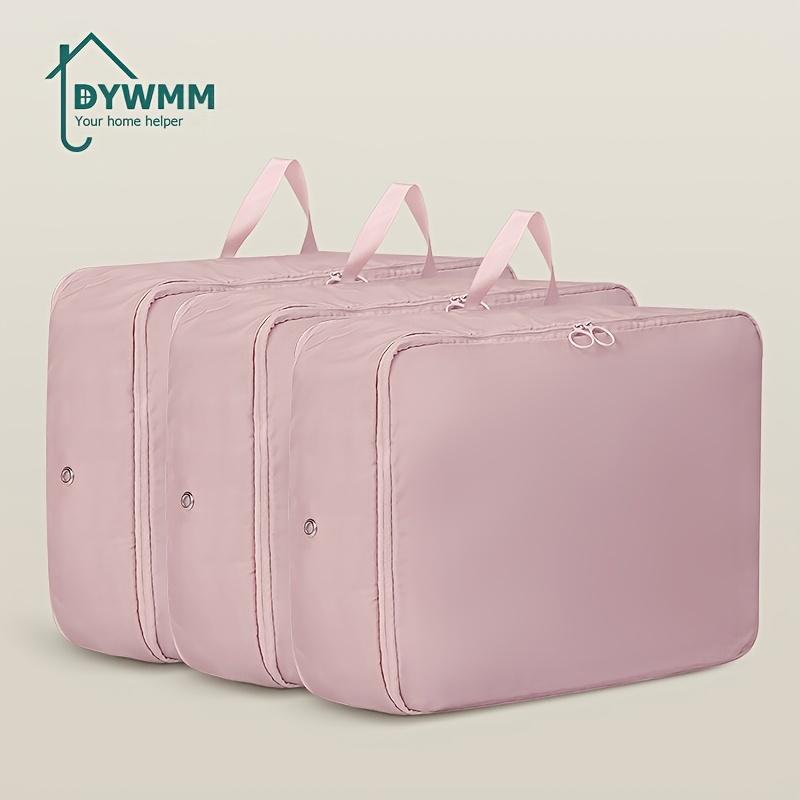 

3-Pack Compression Packing Bags, Fabric Travel Organizer with Zipper Closure, Multipurpose Rectangular Storage for Clothes розовый