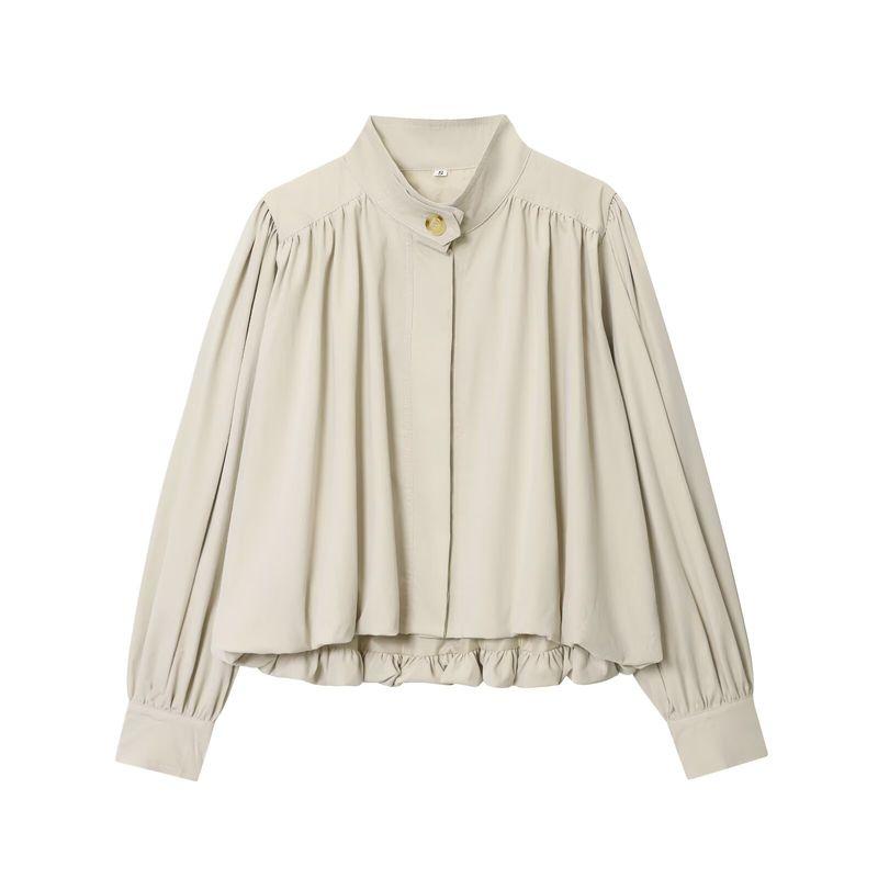 Za New Fall Women's Clothing 2025 Fashion Style French Fashion All-Match Ruffle Turtleneck Tops Short Coat