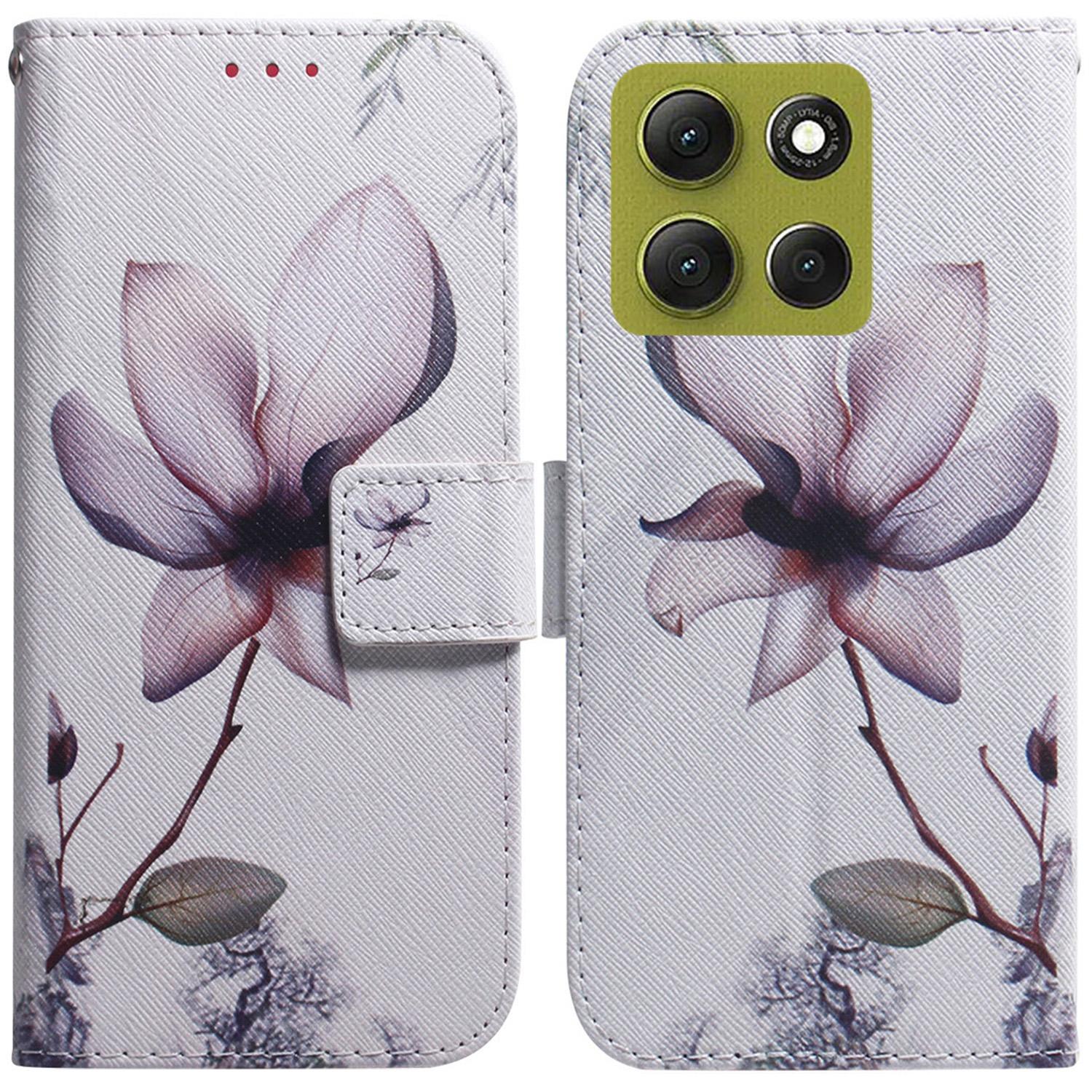 

Для Motorola Moto G86 5G Кошелек Чехол С Принтом Кожаный Чехол для Телефона Pink Flower