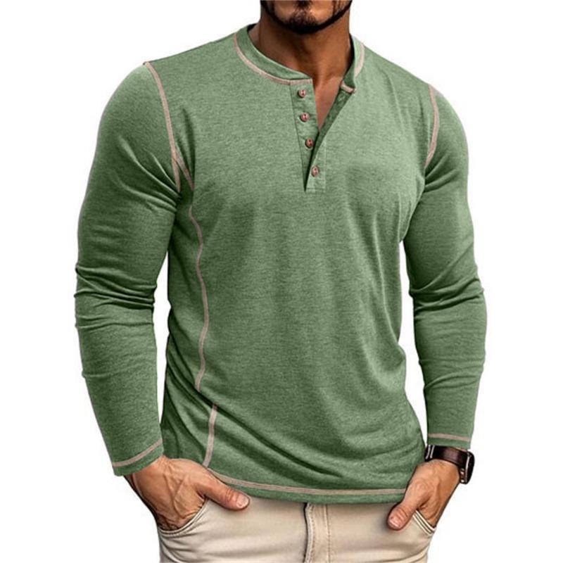 Men S Long Sleeve Henley T Shirt Casual Top