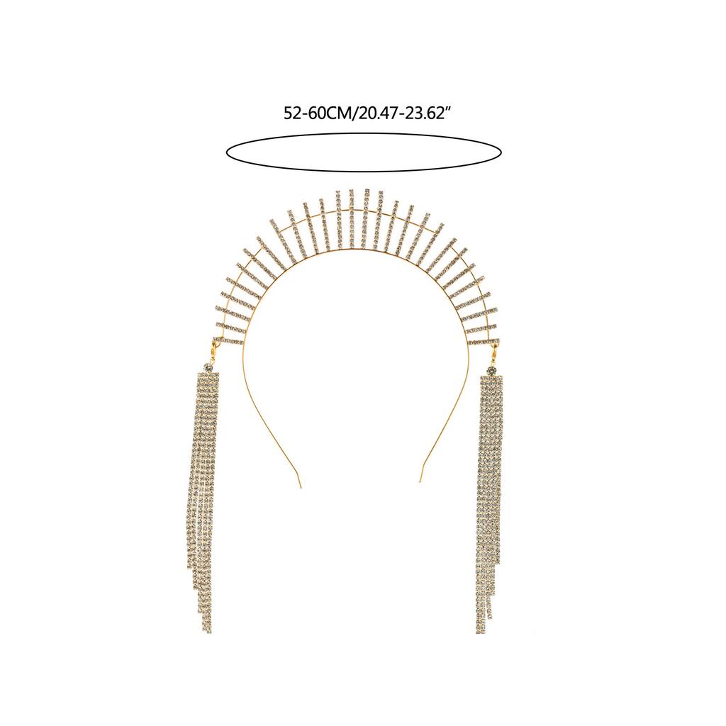 Elegant Long Fringe Hairband Baroque Style Rhinestone Headband for Girls Model Show Performance Wedding Party Jewelry