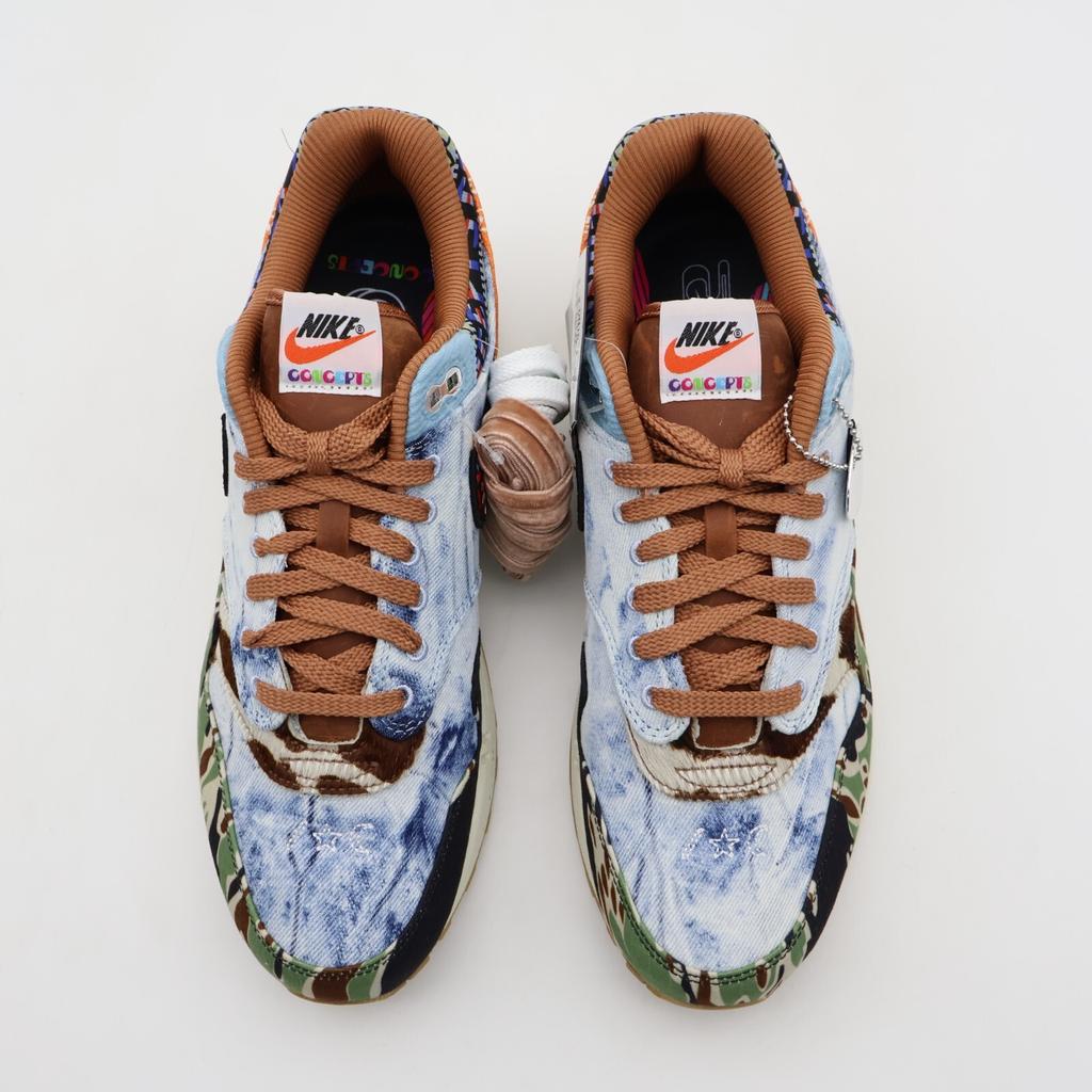 DN1803-900 Conceptos Nike Air Max 1 Sail Pesado Negro Denim Desgastado Azul Camuflaje (de los hombres)