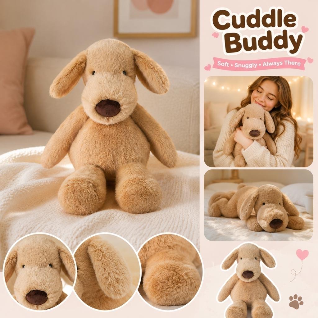 Soft Plush Dog Stuffed Animal Toy Comfortable Squishy Texture Stress Relief Companion Plush Doll Suitable for Children and Toddlers