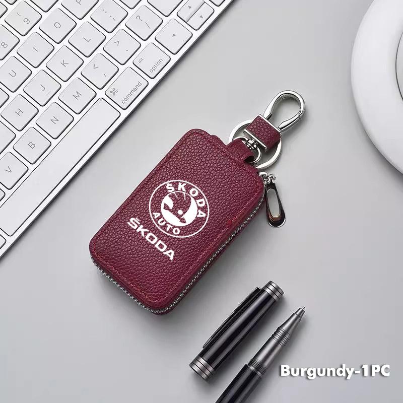 Car Key Protector Bag Key Holder Mini Auto Key Case Wallet Zipper Bag Keychain For Skoda Kamiq Karoq Octavia 2 3 Rapid Scala xknp33
