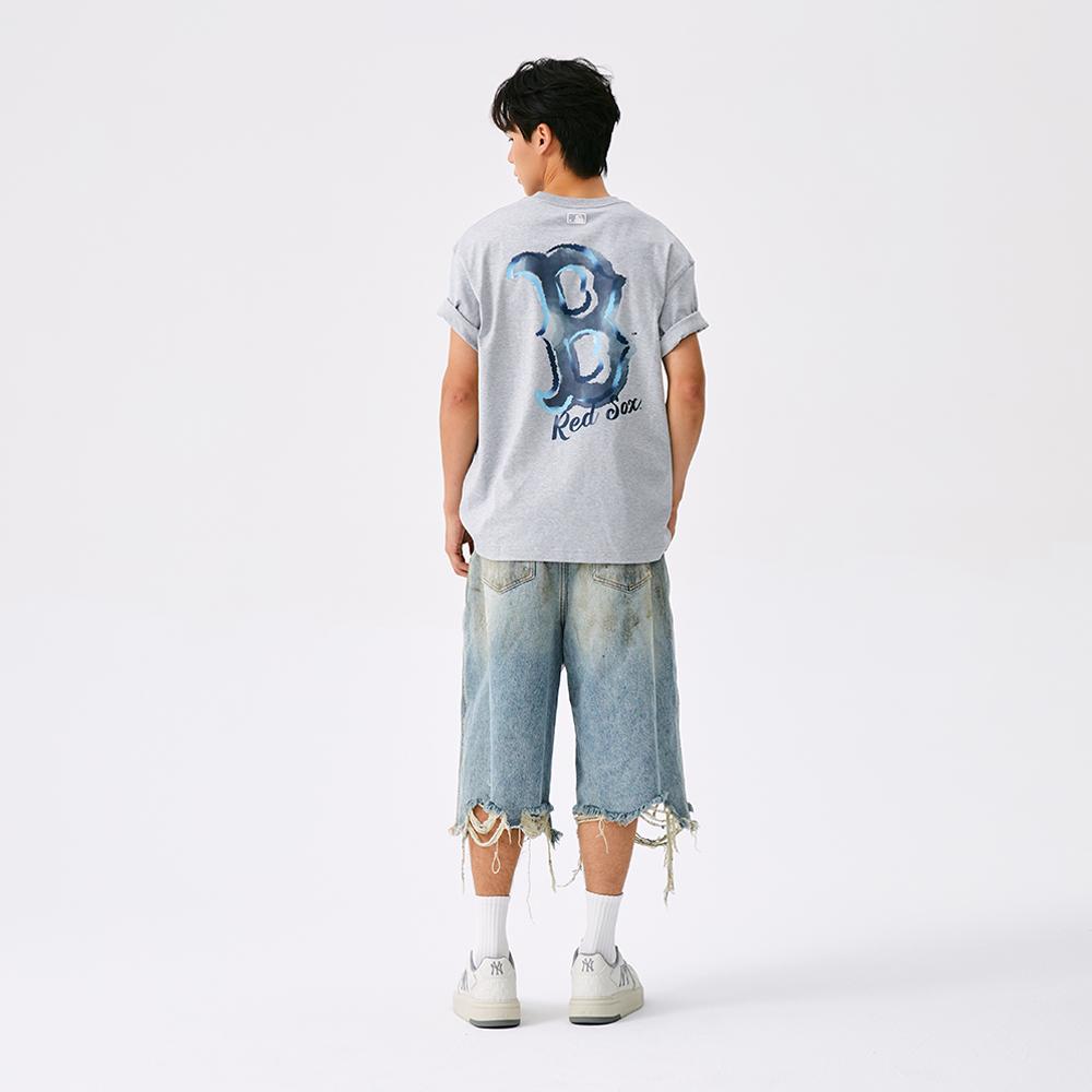 New MLB Basic Collection Basic Boston Red Sox FW25 T Shirt Unisex Standard Heather Gray 3ATSB1654-43MGS