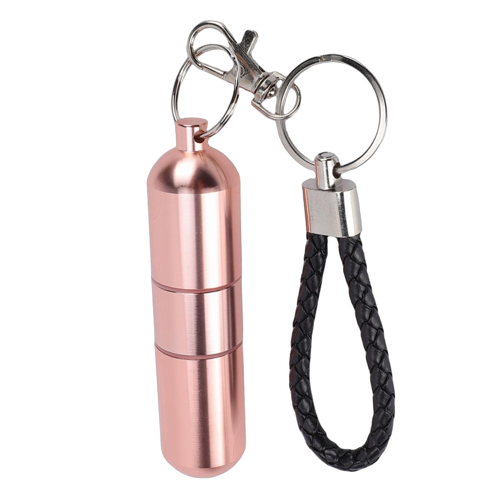 Алюминиевый металлический контейнер-тубус Водонепроницаемый брелок-контейнер Портативный дорожный органайзер Розовое золото для крючков Соль Перец