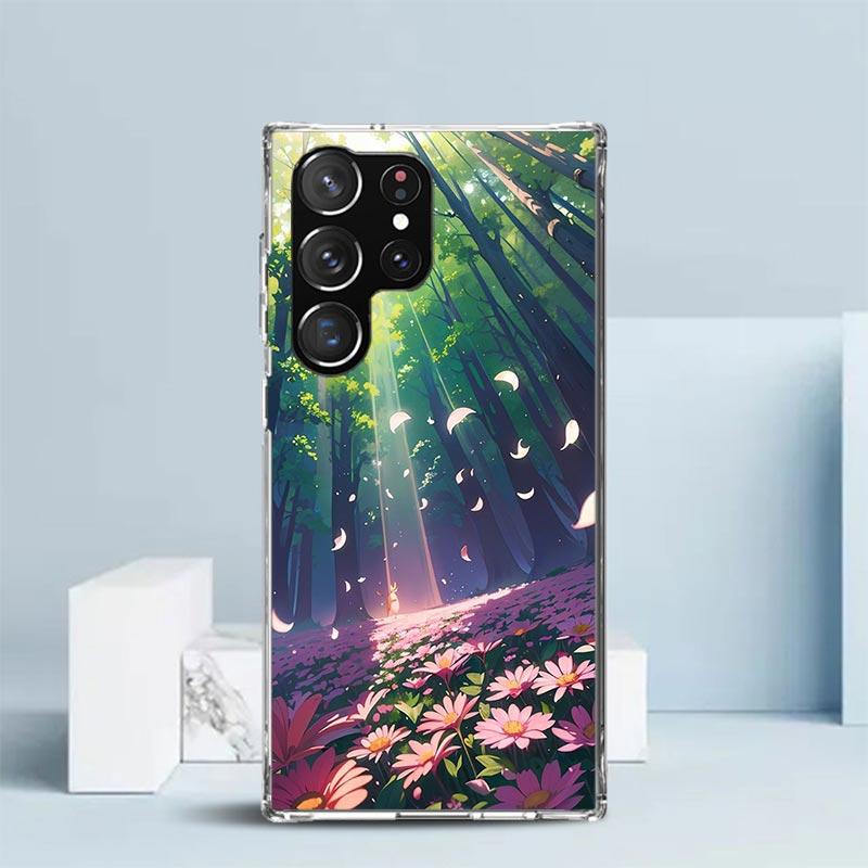 Anime Aesthetic Scenery Phone Case For Samsung Galaxy S24 S25 Edge S26 Ultra S22 S23 Plus S21 + S20 FE Soft TPU Back Cover Galax