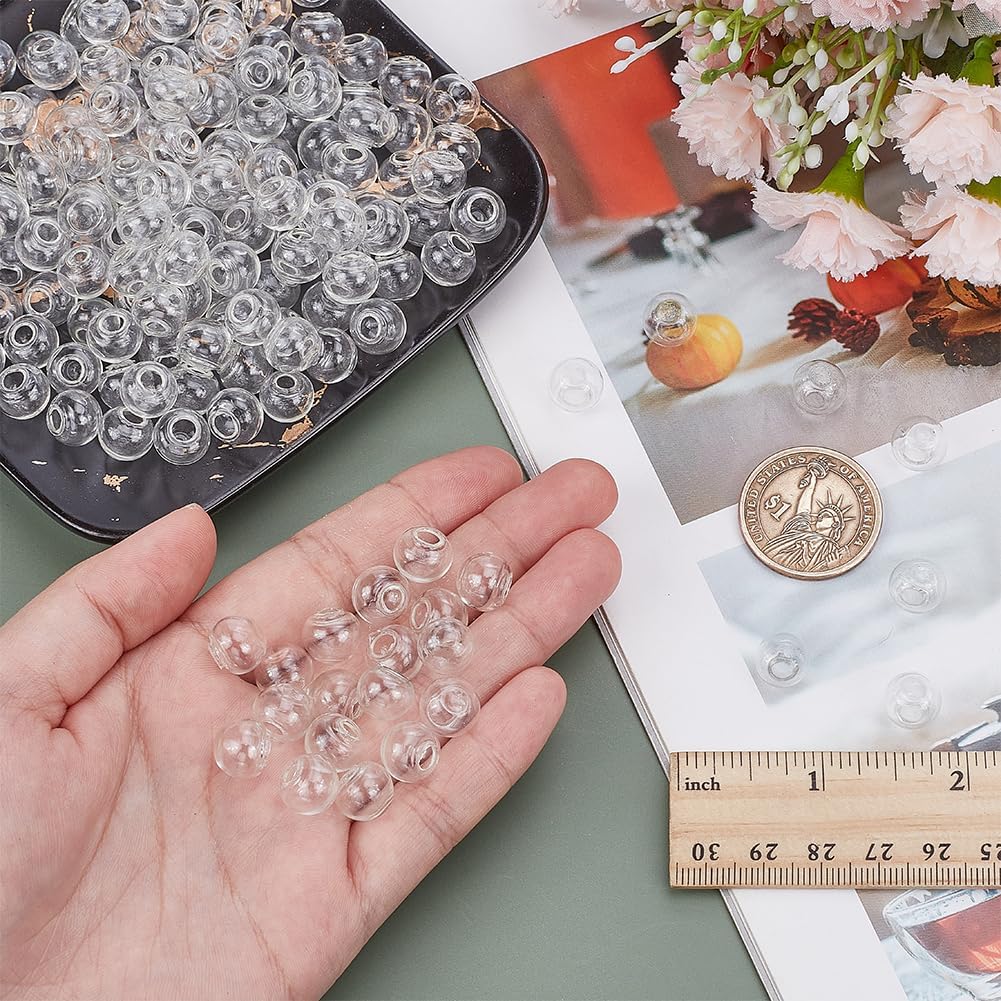 PH PandaHall 200pcs Mini Glass Globes 10mm Glass Ball Bottle Small Orbs Ball Glass Spheres Glass Crystal Ball Craft Glass Ball Hollow Ball for UV