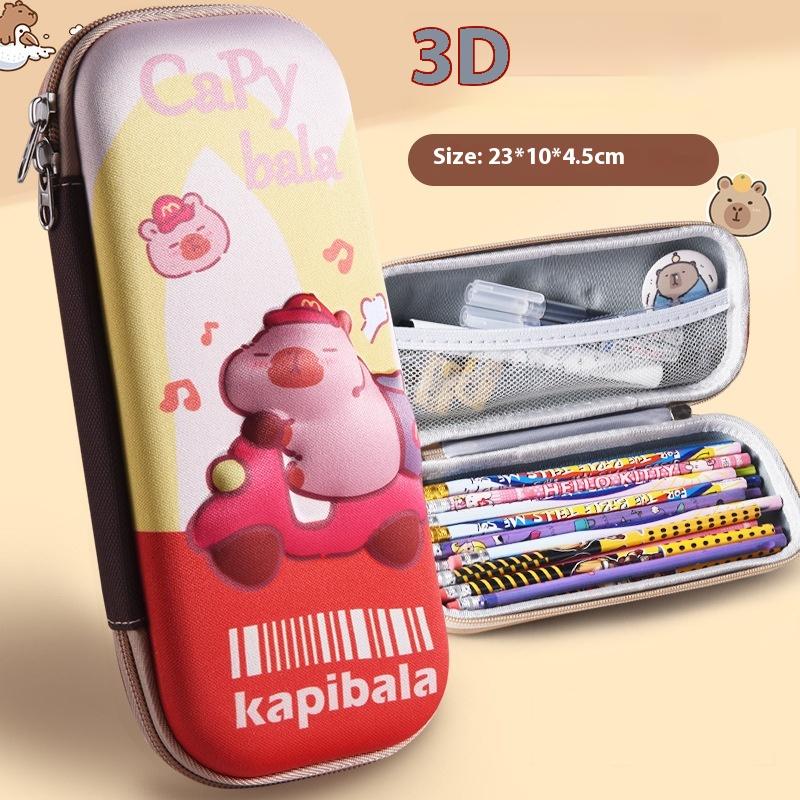

3D Милый пенал капибара, устойчивый к падениям, водонепроницаемый ящик для хранения, жесткий корпус, декомпрессионная сумка для ручек, студенческие школьные принадлежности