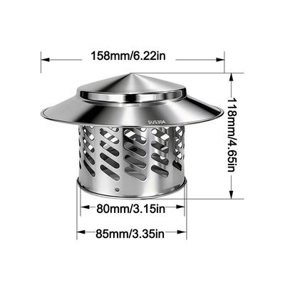 Simple Installation 80/110/160/200mm Chimney Cap Stainles Steel Multifunctional Ventilation Exhaust Cover Roof Cover