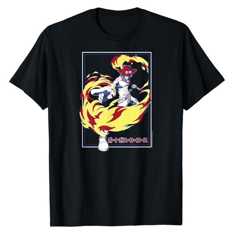 Portgas D Ace One Piece TShirt Fire Fist Anime Character 100 Cotton Graphic Print Crew Neck Soft Casual Daily Outfit Tops