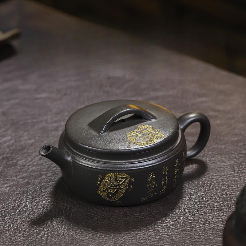 

140ml Elegant Yixing Purple Clay Teapots Handmade Large Caliber Pot Raw Ore Azure Mud Kettle With Filter Zisha Tea Set Supplies