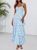 Women's Floral Maxi Dress Spaghetti Strap Ruffle Tiered Sleeveless Summer Dress