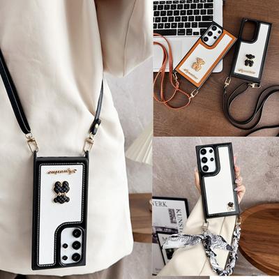 Cute Bear Crossbody Chain Scarf Bracelet Case for Samsung Galaxy S24 Ultra Case S23 Plus A14 A13 A12 A15 A24 A25 A35 A55 Cover