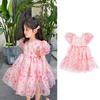 Dress Sweet Floral Rose Puff Sleeve Girls for 1-5Y