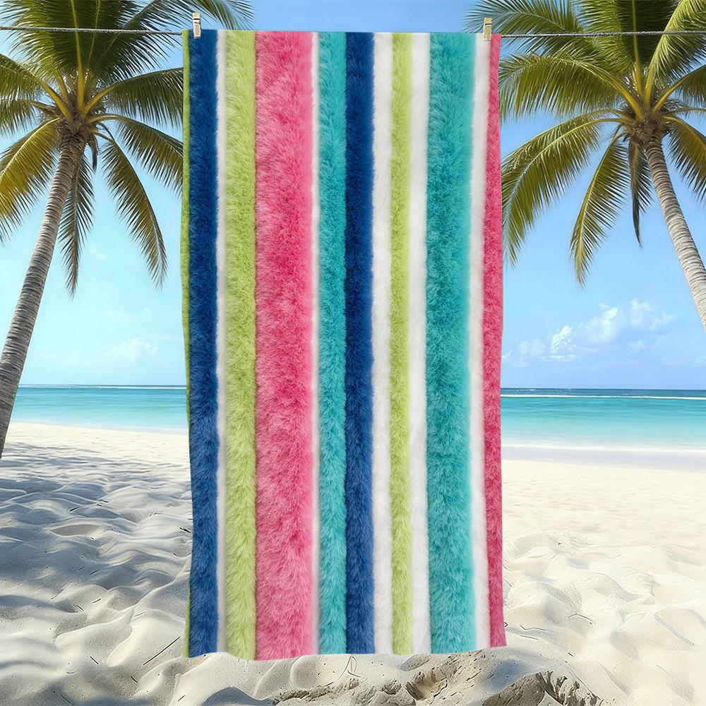 Populaire gestreepte bedrukte strandlaken Sneldrogend Zandvrij Volwassen Zwem Bad Handdoek Microvezel Handdoek