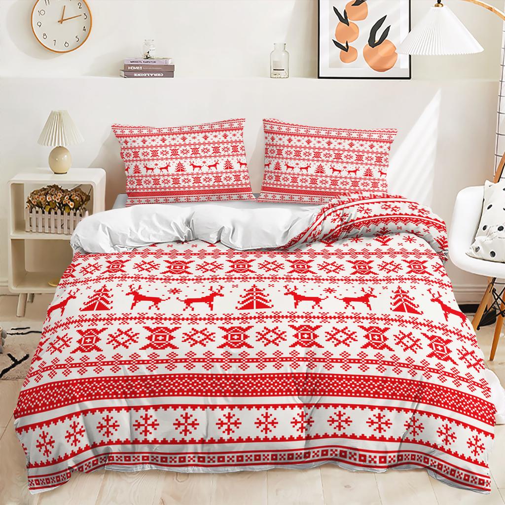 Bed Three-Piece Christmas Quilt Cover 3D Digital Printing Kit Pillowcase