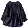 Summer Loose Solid Doll Neck 3/4 Sleeve Cotton Linen Shirt Women's Blouse