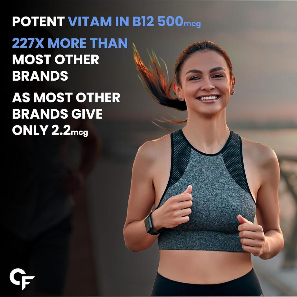 Carbamide Forte Vitamin B12 Tabletten 500mcg Nahrungsergänzungsmittel für Männer & Frauen 90 Veg-Tabletten Tägliche Energie
