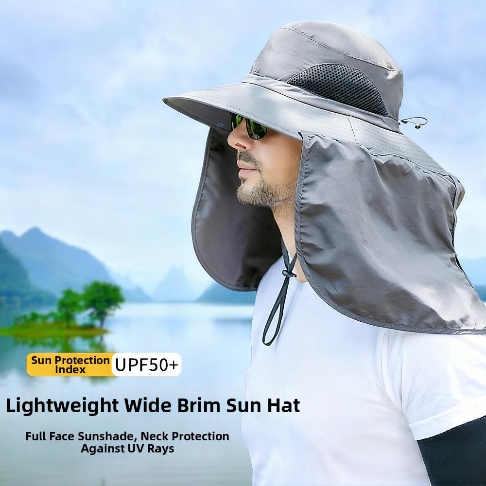New Anti-UV Fisherman Hat Adjustable Wide Brim Bucket Hat 50+UPF Protection with Neck Protection Shawl Visor Cap Summer