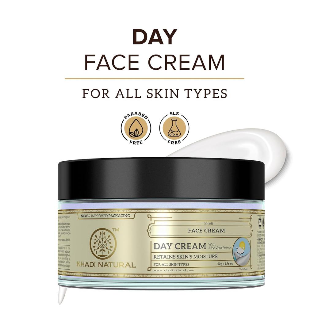 KHADI NATURAL Day Cream 50 G Hydrating Face Moisturizer For Even Skin Tone Daily Sun Exposure Care And Glow Boost