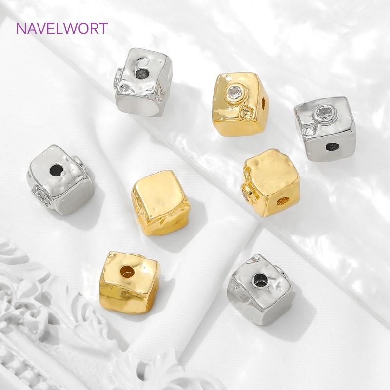 18K Gold Plated Square with Zircon Spacer Beads For Bracelet Making,Beads Separators,DIY Jewelry Making,Accessories For Jewelry