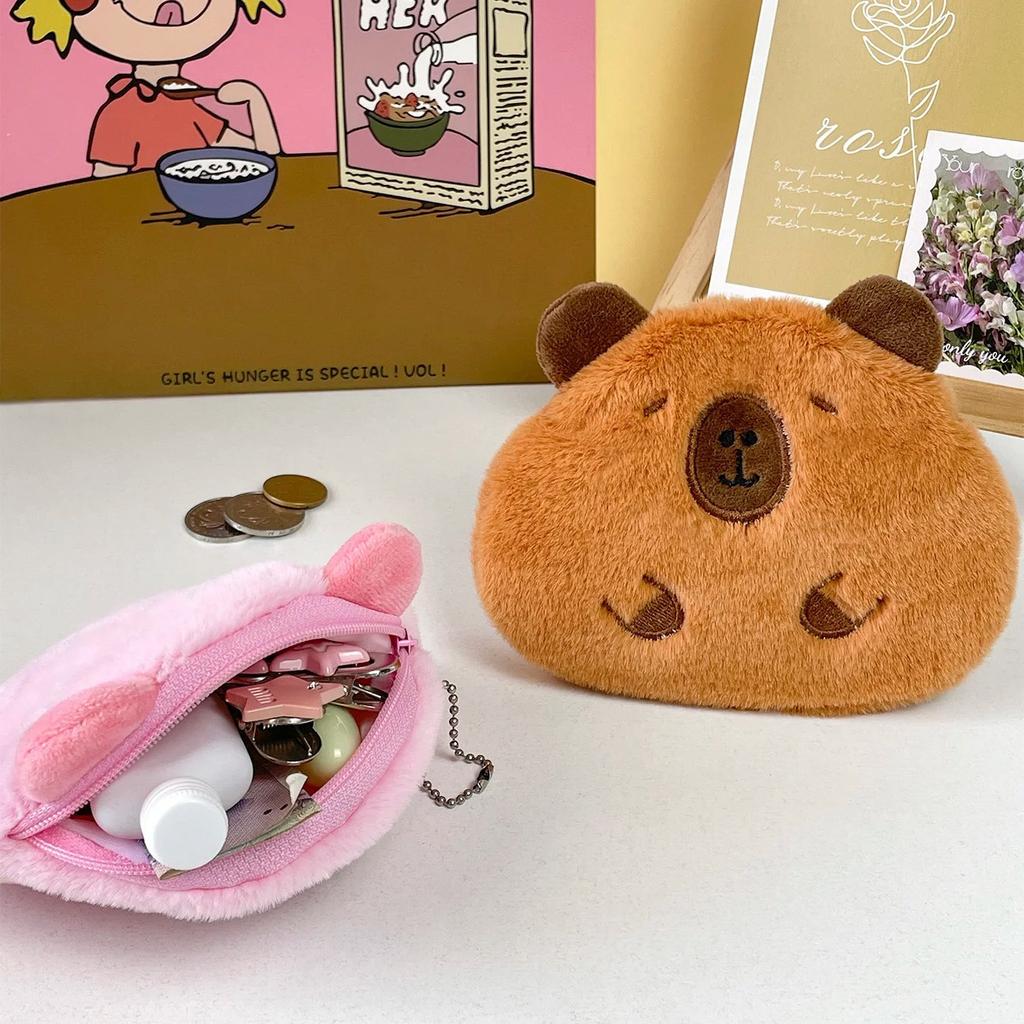 Uroczy woreczek na monety Kapibara Pluszowy portfel na monety Mała torba do przechowywania Portfel dla dzieci z kreskówek Spersonalizowany woreczek na monety Prezenty dla par