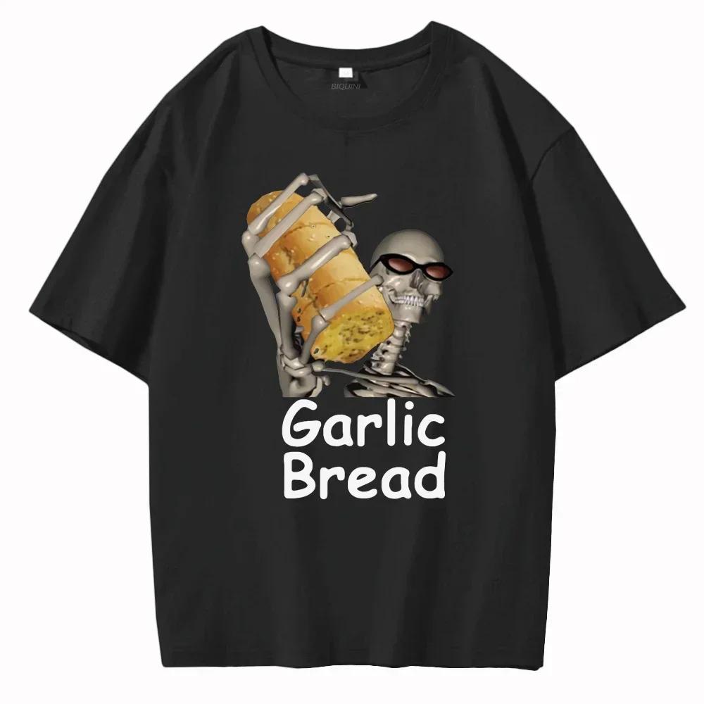 

Short Sleeved Round Neck Tshirt Men Clothing Top Tees Womens T-Shirt Camisetas Garlic Bread When S