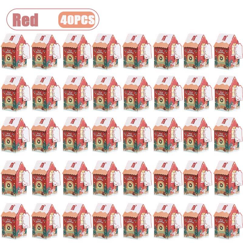 1-40PCS Christmas Cookie Boxes Colorful Gingerbread House Candy Gift Boxes Snowman Mini House Packaging BoxesTreat Boxes