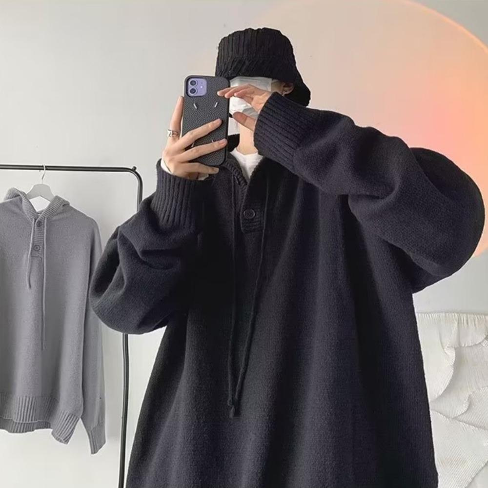 Pulover cu glugă pentru bărbați Toamnă/iarnă Stil vintage lejer Versatil Top tricotat Trendy Stil colegial Pulover îmbrăcăminte casual