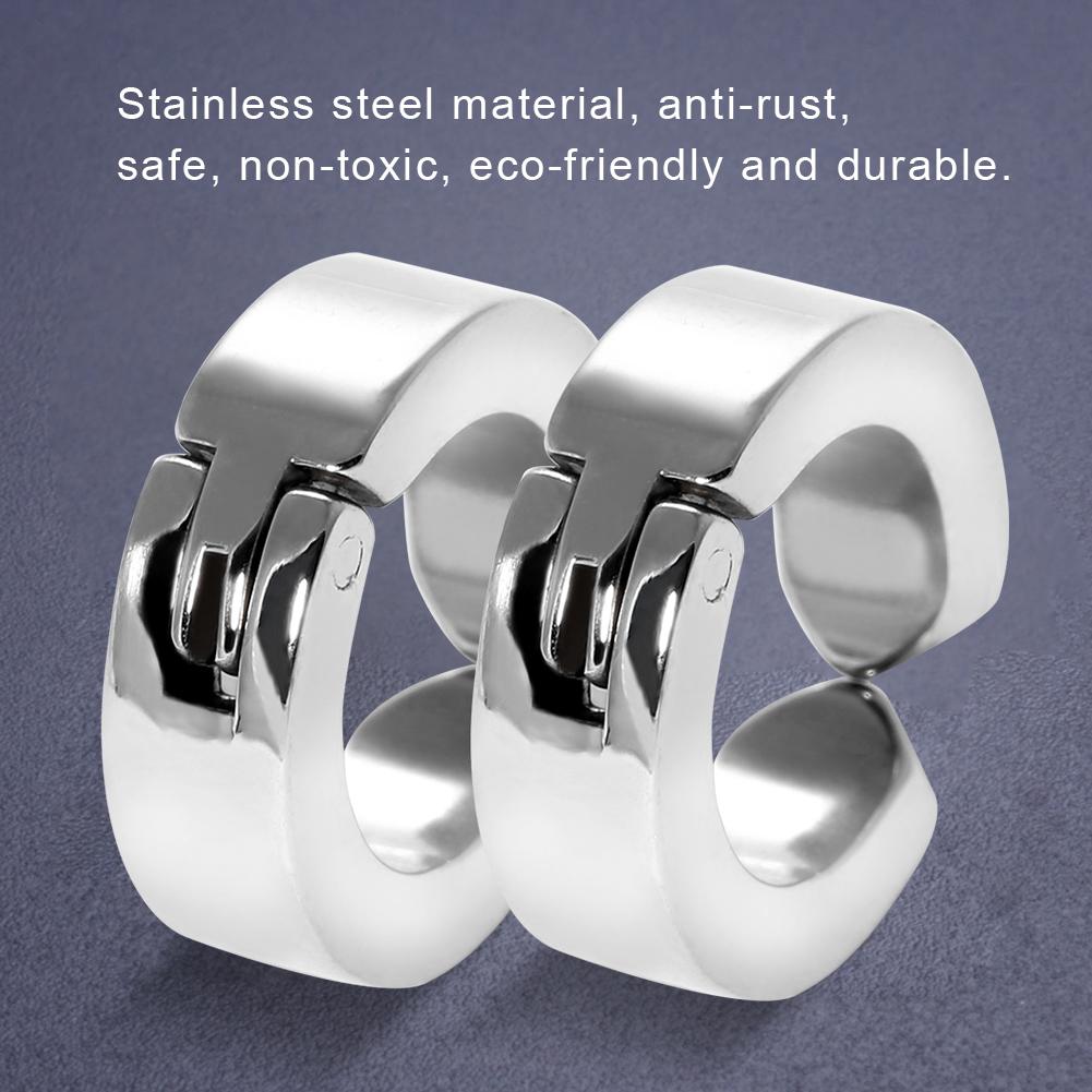 1 Pair Stylish Stainless Steel Ear Clips Earrings Ear Cuff Jewelry Gift (Silver Smooth Surface)