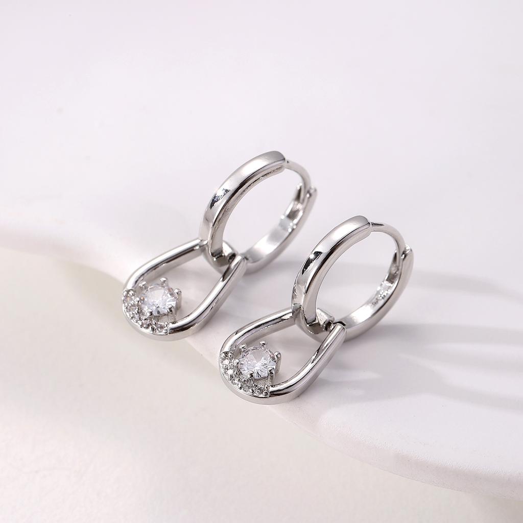 S925 Sterling Kupferstift Ohrringe Mode Creolen Weißgoldplattierte Ohrringe Nickelfreie Ohrringe