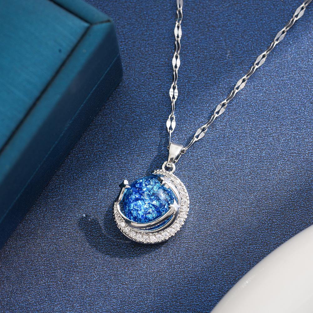 Elegant Moon and Star Diamond Necklace - Luxurious Women s Pendant Jewelry
