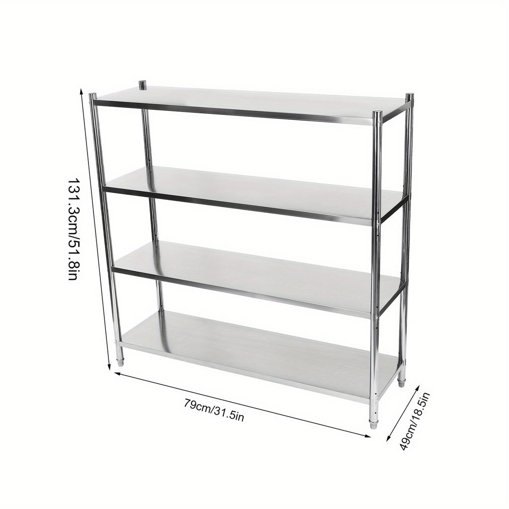 Stainless Steel Storage Rack 4Tier Commercial Shelving Unit with Adjustable Height for Restaurant Warehouse Logistics Center Use