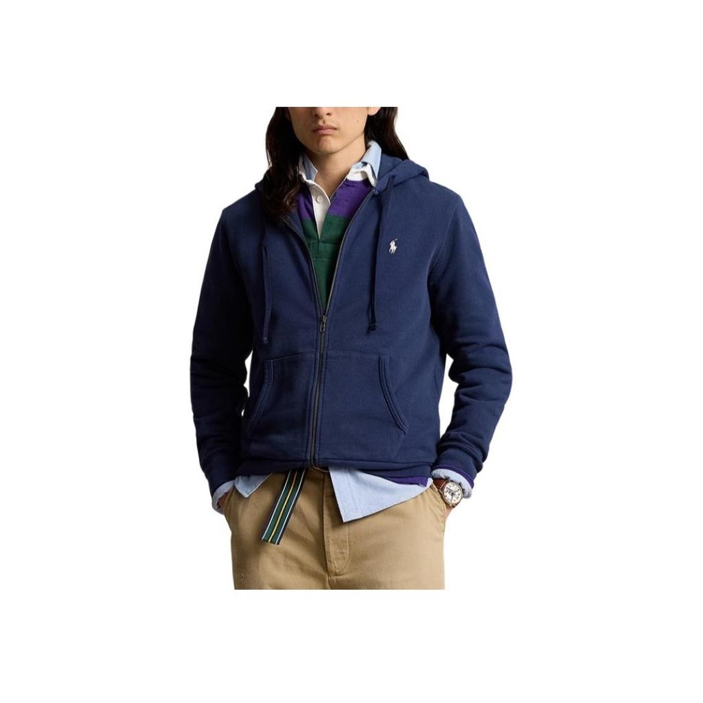 Polo Ralph Lauren Solid Full-Zip Cotton Hoodie Men hoodies Dark-Blue MNPOKNI16823641-410