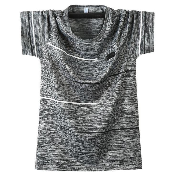 

Men Slim Fit Summer T-shirt Large Size Quick Drying Thin Ice Silk Round Neck Short Sleeve Sweatshirt L серый