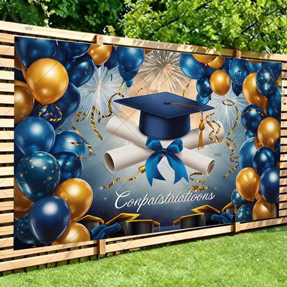 Congratulatory Graduatio Celebration Theme Party Decoration Background Graduates Backdrop Photography Studio Props Student Gifts