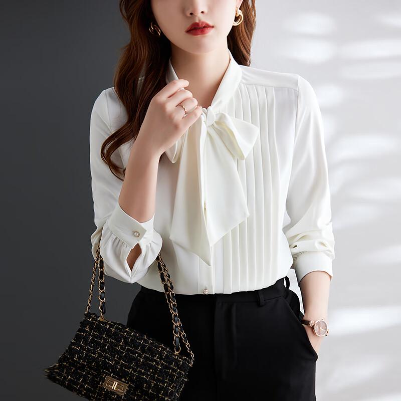 Tluoman Damen V-Ausschnitt Schleife Chiffon Bluse