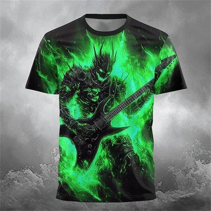 New Fun T-shirt Men's Summer Round-neck T-shirt Outdoor Loose and Casual Short-sleeved Retro Men's Scary Ghost Face T-shirt tops